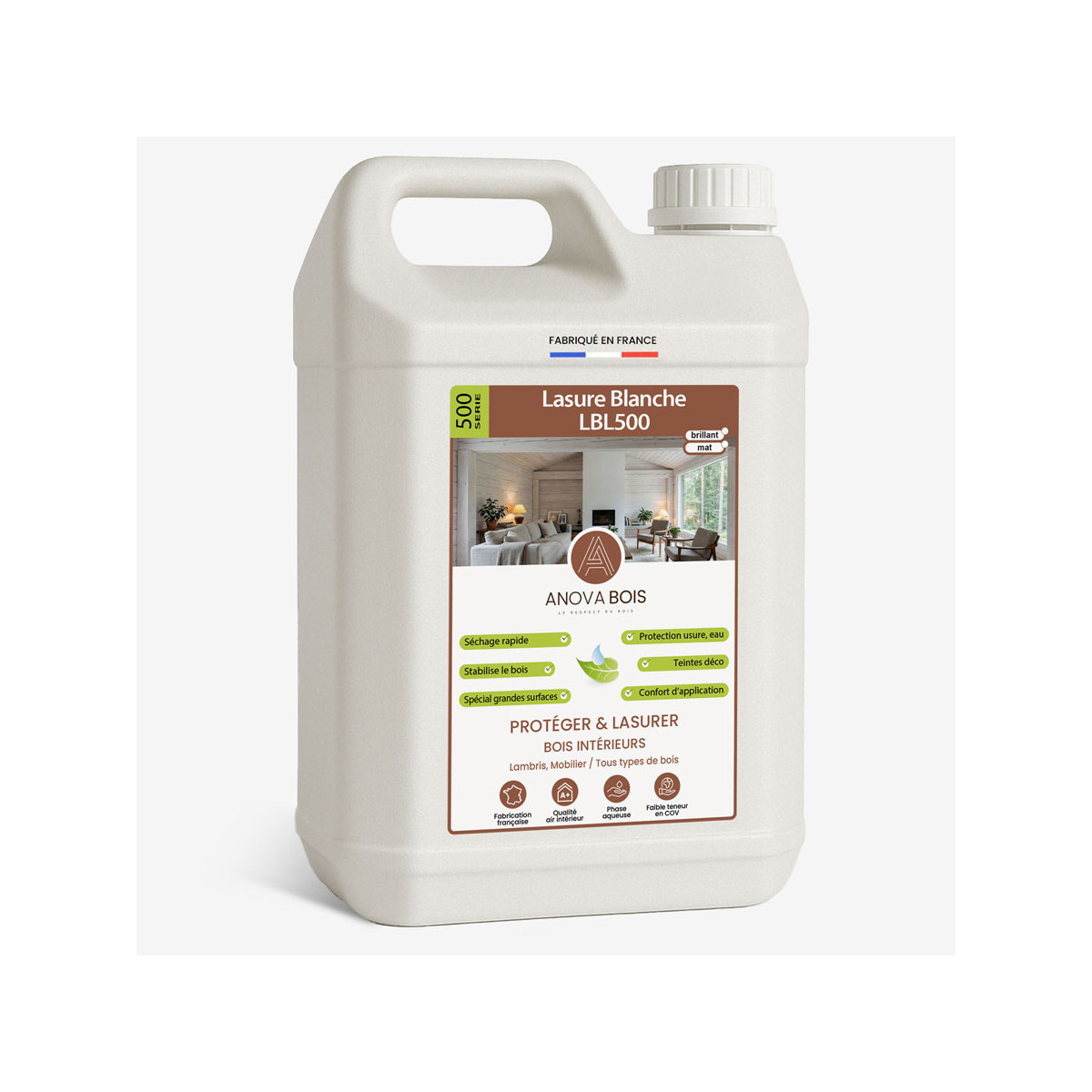 Lasure Blanche Mat ou Brillant pour Bois Intérieur – LBL500